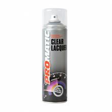 Load image into Gallery viewer, PROMATIC CLEAR LACQUER AEROSOL (500ML) Products Characteristics Fast drying product with good spray characteristics Suitable for internal and external use Weather resistant, light proof and UV resistant Scratch and impact resistant Excellent surface hardness and good elasticity Can be mechanically polished