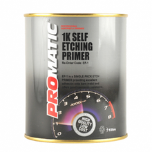 Load image into Gallery viewer, PROMATIC-1K SELF ETCHING PRIMER (GREY) 1LT Product Description EP-1 gives the ultimate adhesion direct onto many difficult substrates including alloy, stainless steel, zintec and galvanise leaving a super smooth non-porous finish that is suitable for any topcoat. Product Features Excellent adhesion onto difficult substrates Smooth non-porous finish Good corrosive resistance Weld through primer High opacity Very fast drying