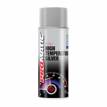 Load image into Gallery viewer, PROMATIC SILVER HIGH TEMPERATURE AEROSOL (400ML) Products Characteristics High temperature resistance – Black, White, Silver and Clear 800°c; Red 300°c Good coverage and filling properties Excellent adhesion Good spray quality Fast drying times Weatherproof