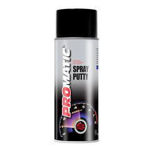 Load image into Gallery viewer, PROMATIC SPRAY PUTTY AEROSOL (400ML) Products Characteristics 1st class acrylic spray putty aerosol Excellent adhesion onto difficult substrates Smooth non-porous finish Good corrosive resistance High opacity and filling properties Very fast drying Easy to sand after a short drying time Can applied in several thick coats Easy to spray Good water resistance