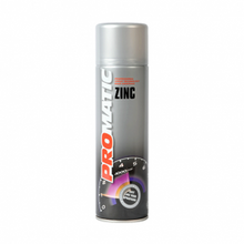 Load image into Gallery viewer, PROMATIC ZINC RICH PRIMER AEROSOL (500ML) Products Characteristics High quality zinc coating with more than 90% zinc share in the dry film Cathodic corrosion protection for all bare metals providing resistance to the highest demands against corrosion Resistant to heats of up to 350°c Fast drying Highly suitable for welding seams Resistant to petrol, chemicals and weather influences